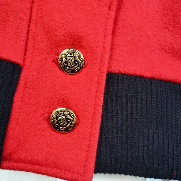 Vintage Gold Lion Button Details Pleated Wool Blend Lined Coat By Herman Kay - Picture 5 of 14
